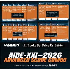 Taxmann’s AIBE XXI (2026) Advanced Score Combo – Bare Acts Without Comments (Set of 21 Books) [Free Delivery] 